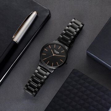 Sonata Poze Quartz Analog Black Dial Black Color Stainless Steel Strap Watch For Men