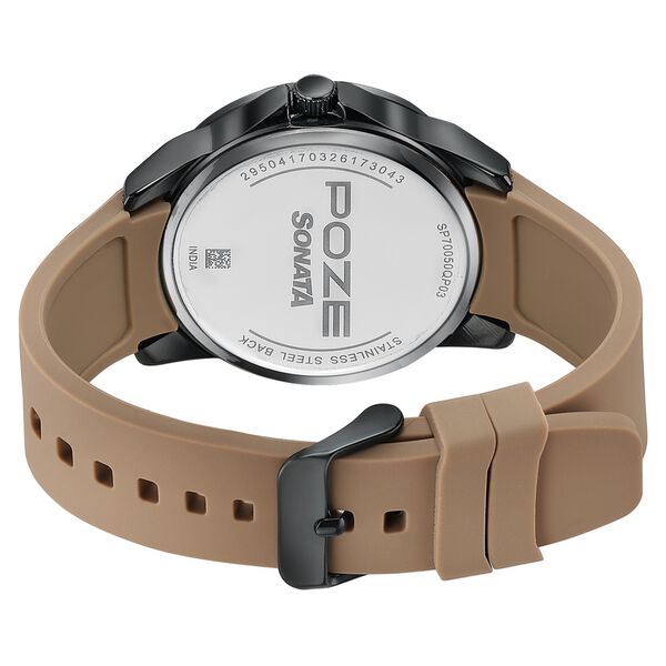 Poze Poze Quartz Analog Black Dial Grey Silicone Strap Watch For Men - image number 6