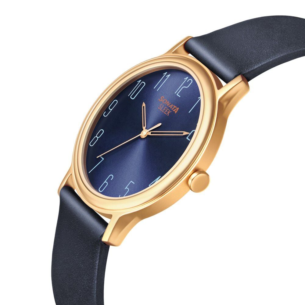 Buy Online Sonata Quartz Analog Blue Dial Leather Strap Watch for Men nn7128wl05 Sonata