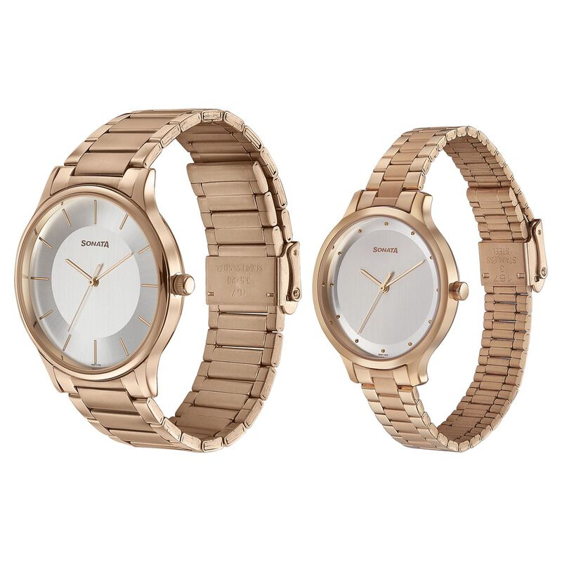 Sonata Rose Gold Dial Men's Watch Sonata Women's Blush Pink