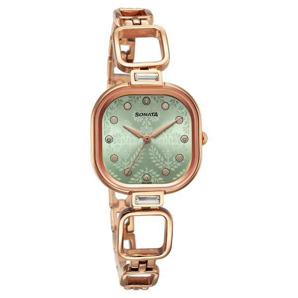 Sonata Wedding Quartz Analog Green Dial Metal Strap Watch for Women - image number 0