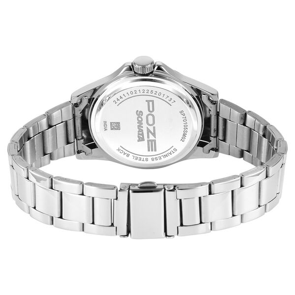 Sonata Poze Quartz Analog Black Dial Silver Stainless Steel Strap Watch For Men - image number 6