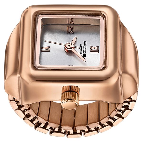 Sonata Poze Quartz Analog Silver Dial Rose Gold Colour Metal Strap Watch For Women - image number 2