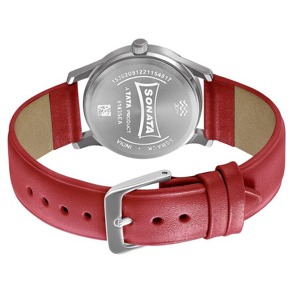 Sonata Women of Steel Green Dial Leather Strap Watch for Women - image number 3
