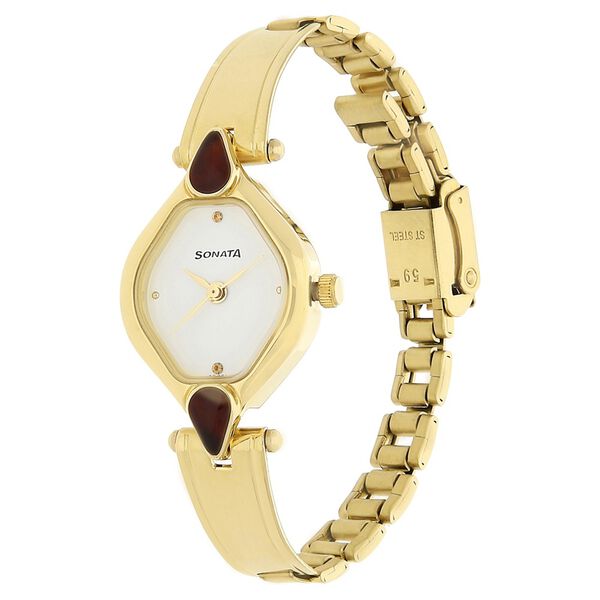 Sonata Quartz Analog White Dial Stainless Steel Strap Watch for Women - image number 1