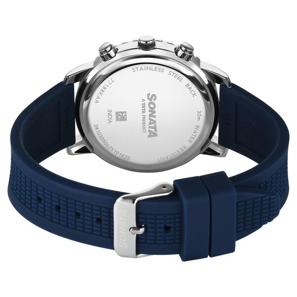 Sonata Chronos Quartz Analog with Date Blue Dial Blue Colour Plastic Strap Watch For Men - image number 5