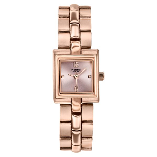 Poze By Sonata Quartz Analog Pink Dial Rose Gold Metal Strap Watch For Women - image number 1