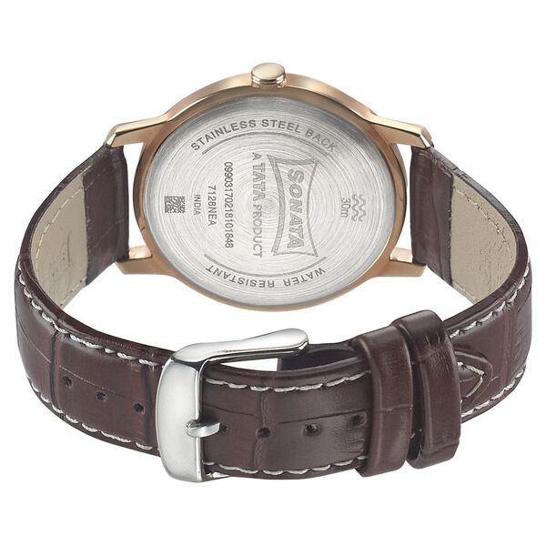 Sonata Quartz Analog White Dial Leather Strap Watch for Men - image number 3