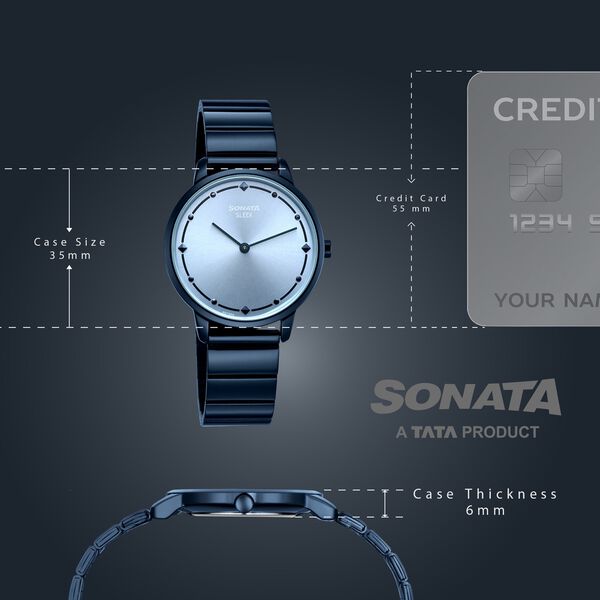 Sonata Sleek Women Ice Blue Dial Ultra-Slim Navy Bracelet Watch - image number 3