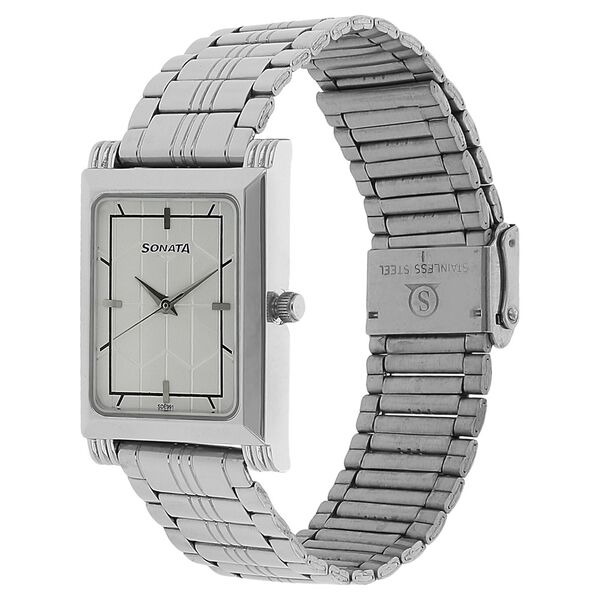Sonata Quartz Analog Silver Dial Stainless Steel Strap Watch for Men - image number 1