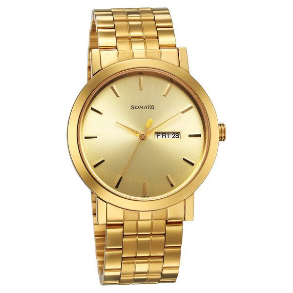 Sonata Utsav Champagne Dial Watch for Men - image number 0