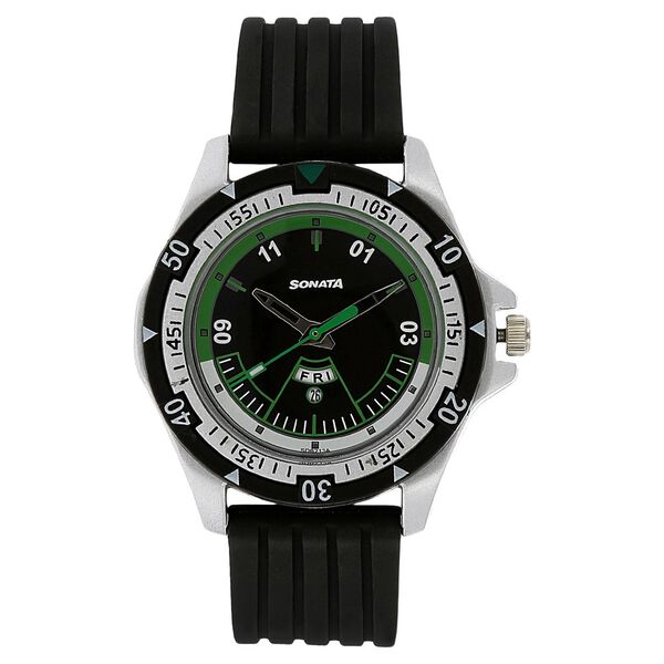 SF Quartz Analog Black Dial Plastic Strap Watch for Men - image number 0