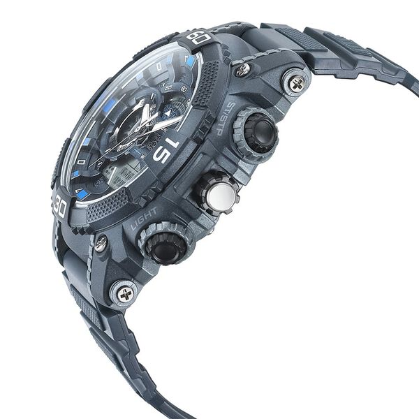 SF Quartz Analog Digital Blue Dial PU Strap Watch for Men - image number 2