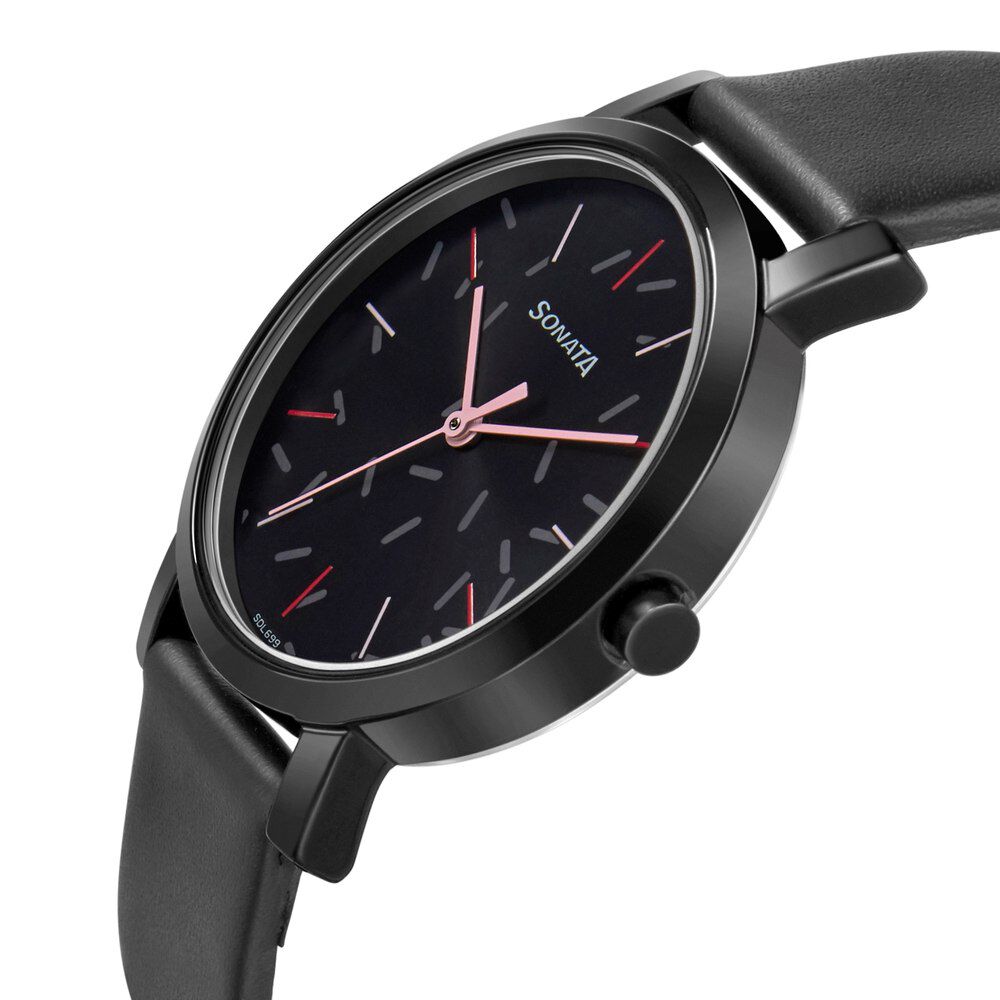 Sonata black hotsell watches for womens