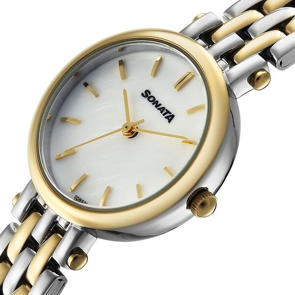 Sonata Eternia Quartz Analog White Dial Metal Strap Watch For Women - image number 3