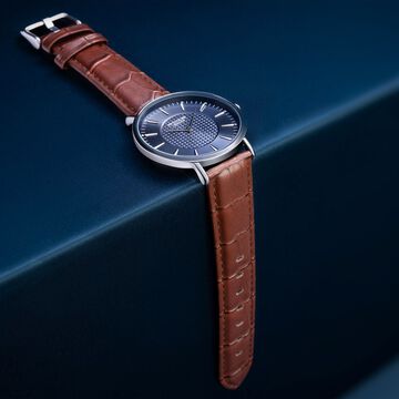 Sonata Poze Quartz Analog Blue Dial Leather Strap Watch for Men