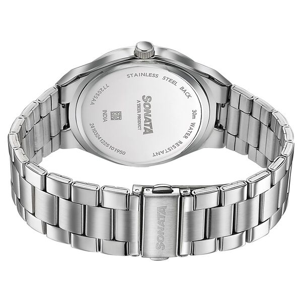 Sonata Jashn Quartz Analog Grey Dial Silver Metal Strap Watch For Men - image number 5
