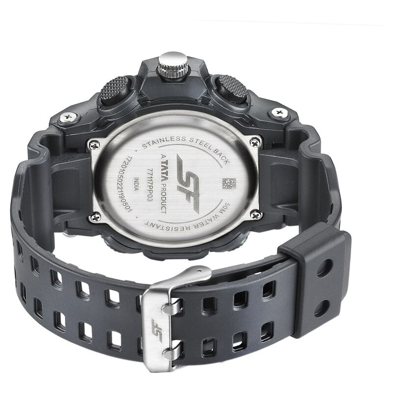 SF Quartz Analog Digital Black Dial Plastic Strap Watch for Men - image number 3