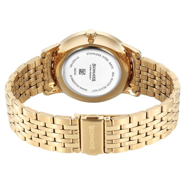 Sonata Wedding Quartz Analog Off White Dial Stainless Steel Strap Watch For Men - image number 3