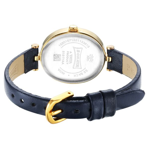 Sonata Classic Gold Champagne Dial Leather Strap Watch for Women - image number 3
