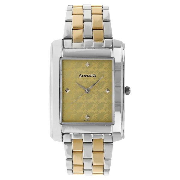 Sonata Quartz Analog Champagne Dial Stainless Steel Strap Watch for Men - image number 0
