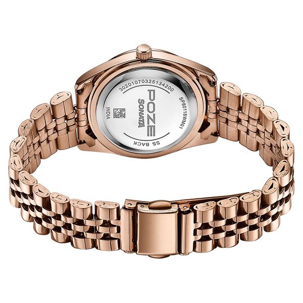 Sonata Poze Quartz Analog Silver Dial Rose Gold Colour Stainless Steel Strap Watch For Women - image number 6