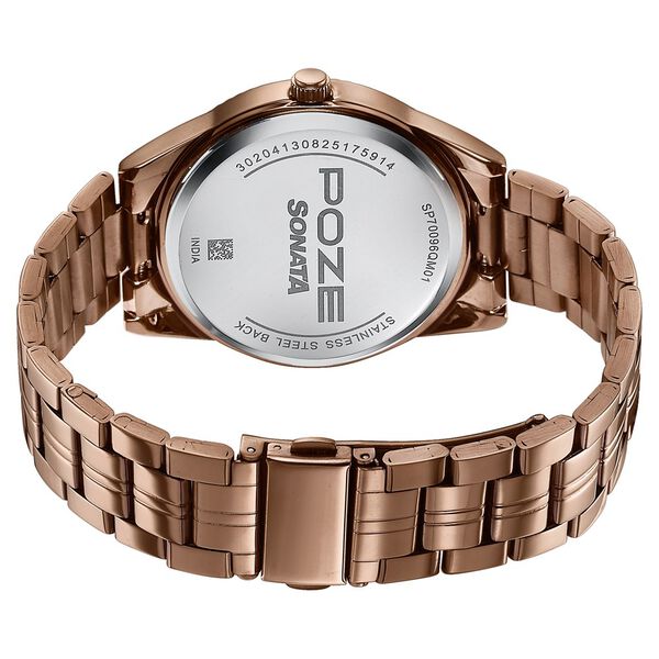 Poze By Sonata Quartz Analog Brown Dial Brown Metal Strap Watch For Men - image number 6