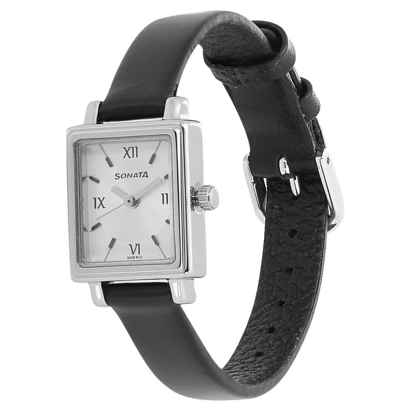 Sonata Quartz Analog Silver Dial Leather Strap Watch for Women - image number 1