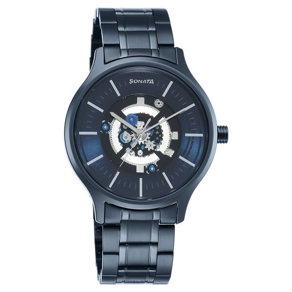 Sonata Unveil Quartz Analog Blue Dial Stainless Steel Strap Watch for Men - image number 0