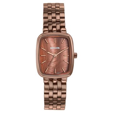 Sonata Festive Quartz Analog Brown Dial Brown Metal Strap Watch For Women