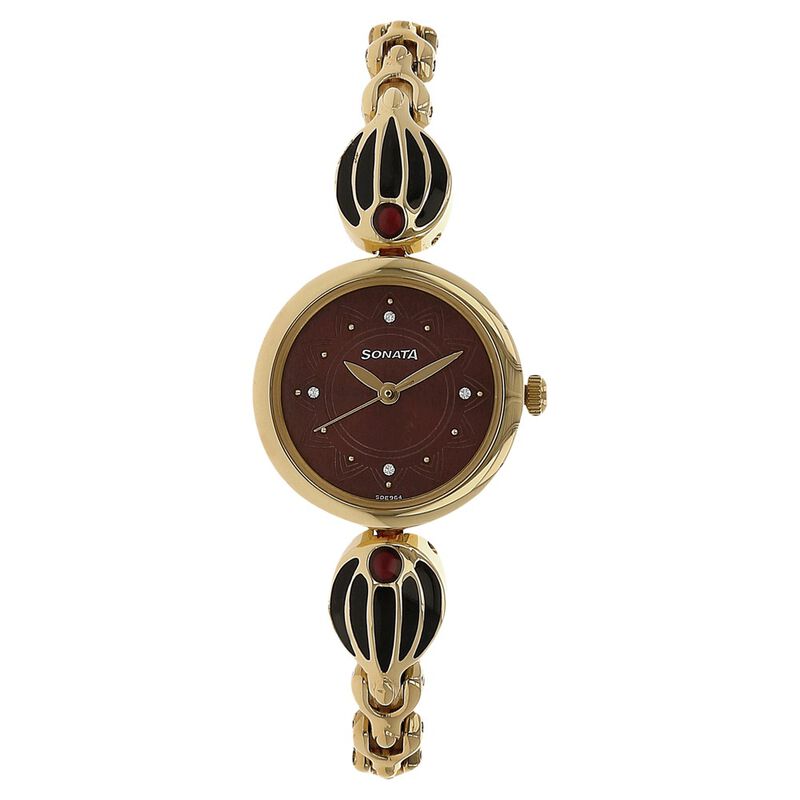 Sonata Quartz Analog Maroon Dial Metal Strap Watch for Women - image number 0