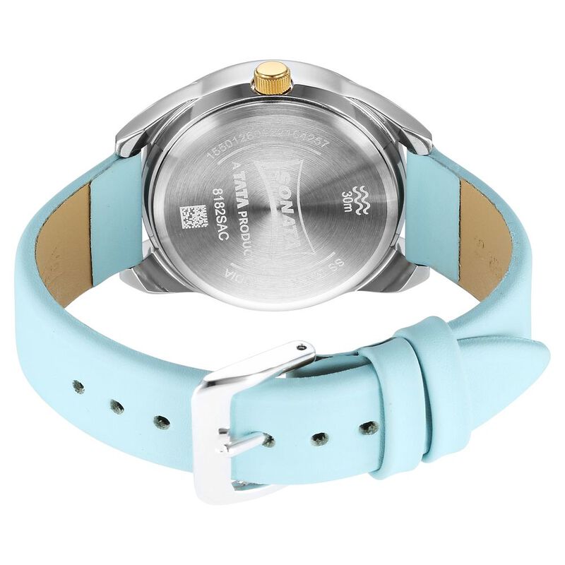 Sonata Unveil Quartz Multifunction Blue Dial Leather Strap Watch for Women - image number 3