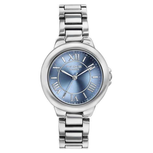 Poze By Sonata Quartz Analog Blue Dial Silver Metal Strap Watch For Women - image number 1