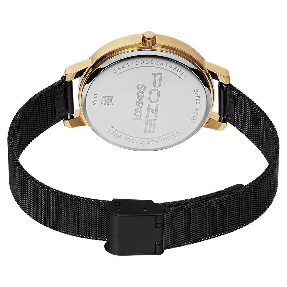 Buy Online Poze by Sonata Quartz Analog Black Dial Stainless Steel