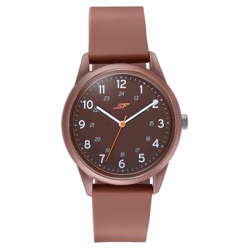 Sonata SF Field watch Quartz Analog Brown Dial Brown Silicone Strap Watch For Men