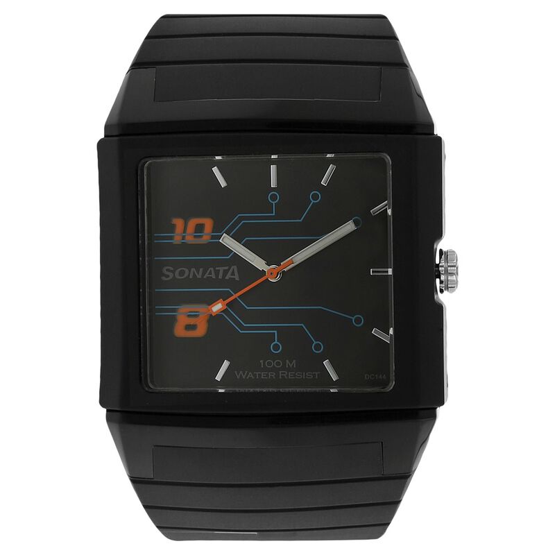 SF Quartz Analog Black Dial Plastic Strap Watch for Men - image number 0