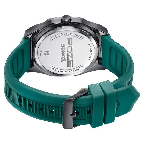 Poze By Sonata Quartz Analog Green Dial Green Silicone Strap Watch For Men - image number 6