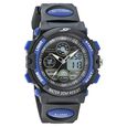 SF Quartz Analog Digital Black Dial PU Strap Watch for Men