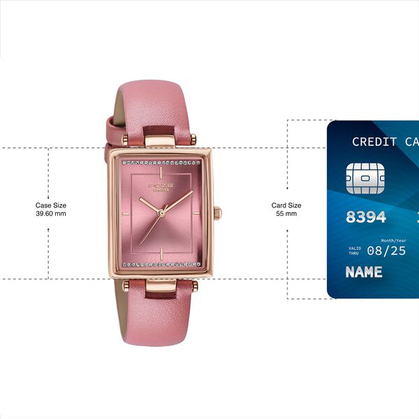 Poze By Sonata Quartz Analog Pink Dial Pink Leather Strap Watch For Women - image number 3