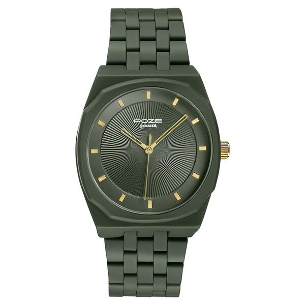 Sonata Poze Quartz Analog Green Dial Green Metal Strap Watch For Men - image number 1