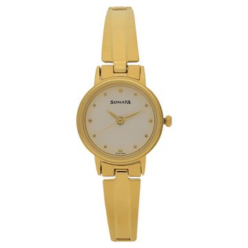 Sonata Quartz Analog White Dial Stainless Steel Strap Watch for Women