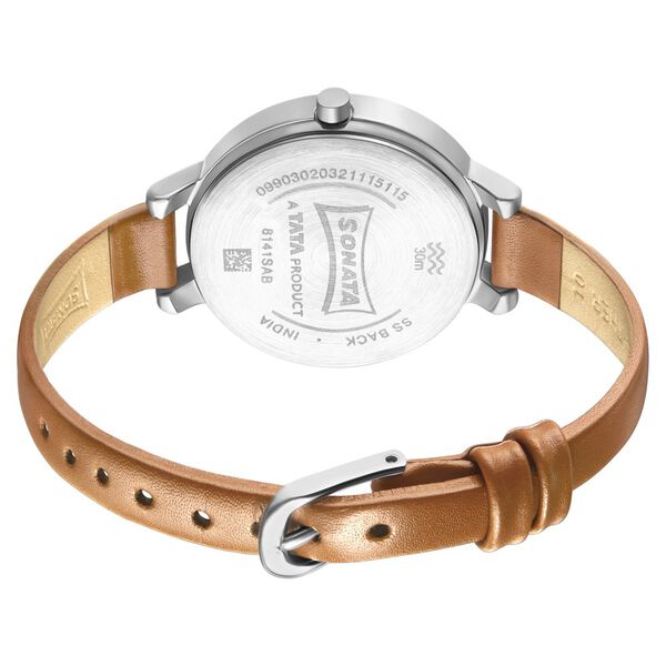 Sonata Play Yellow Dial Women Watch With Leather Strap - image number 3