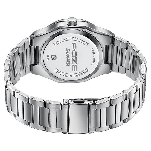 Sonata Poze Quartz Analog Blue Dial Silver Colour Stainless Steel Strap Watch For Men - image number 6