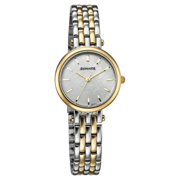 Sonata Eternia Quartz Analog White Dial Metal Strap Watch For Women