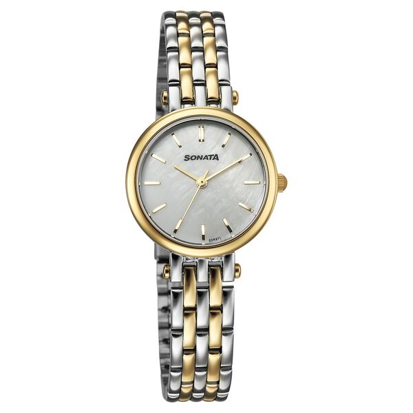 Sonata Eternia Quartz Analog White Dial Metal Strap Watch For Women - image number 0