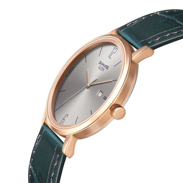 Sonata Quartz Analog with Date Grey Dial Leather Strap Watch for Men - image number 2