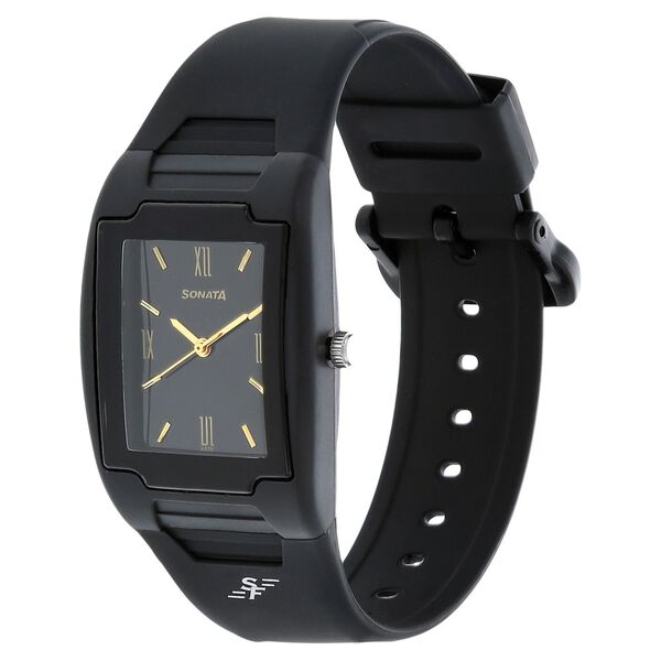 SF Quartz Analog Black Dial Plastic Strap Watch for Men - image number 1