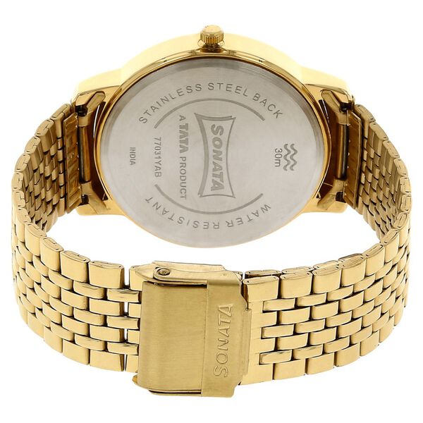 Sonata Quartz Analog White Dial Stainless Steel Strap Watch for Men - image number 3