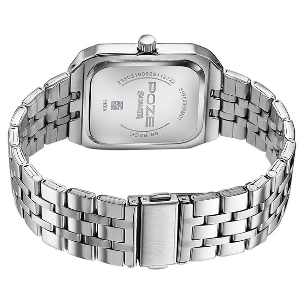Poze By Sonata Quartz Analog Blue Dial Silver Metal Strap Watch For Men - image number 6