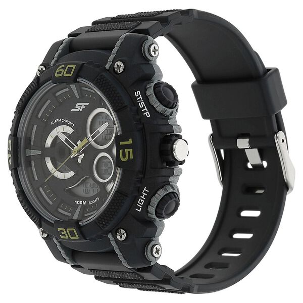 SF Quartz Analog Digital Black Dial Plastic Strap Watch for Men - image number 1